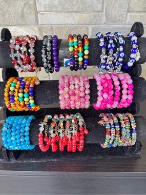 Assorted Beaded Stretch Bracelets - Multicolor Set